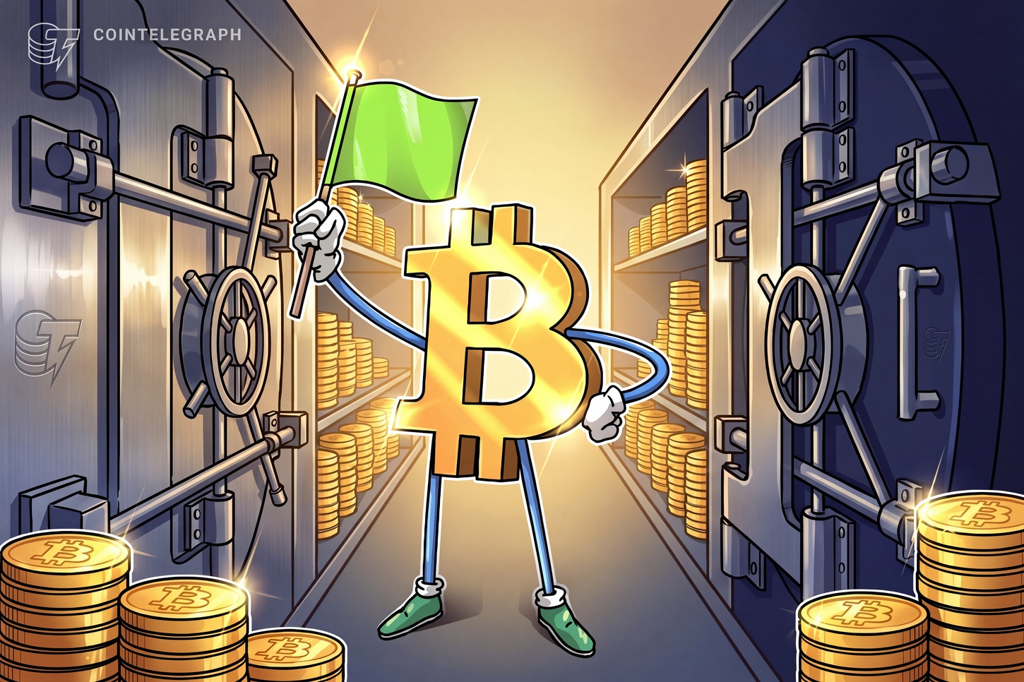 Illustration of Bitcoin and blockchain activity representing dormant long-term holdings