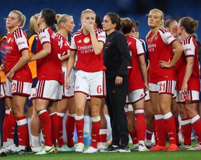 Arsenal Women head coach Renée Slegers looking on from the technical area during a Women's Super League match.