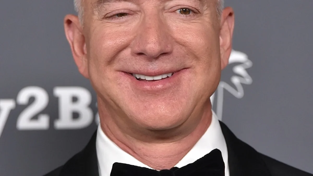 Amazon founder Jeff Bezos speaking during an interview about artificial intelligence and stock market investing.