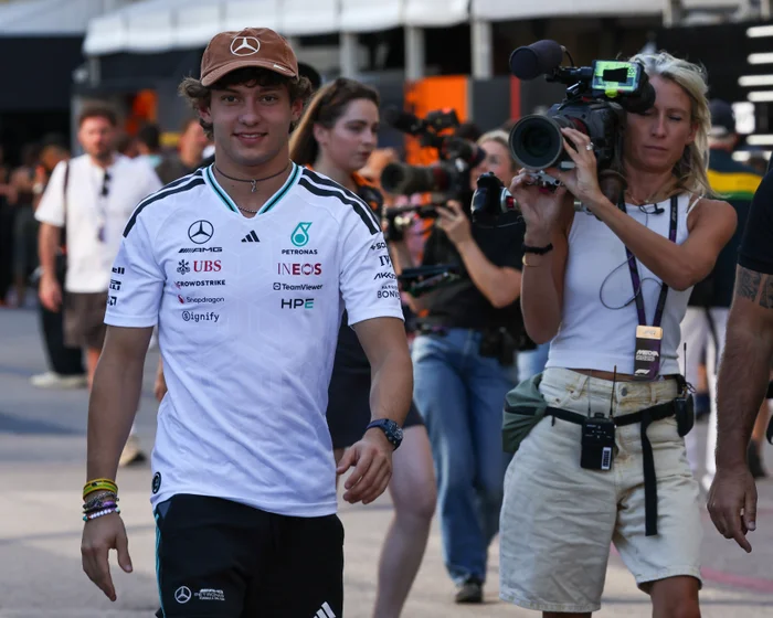Mercedes Formula One driver Kimi Antonelli at the Circuit of the Americas ahead of the United States Grand Prix.