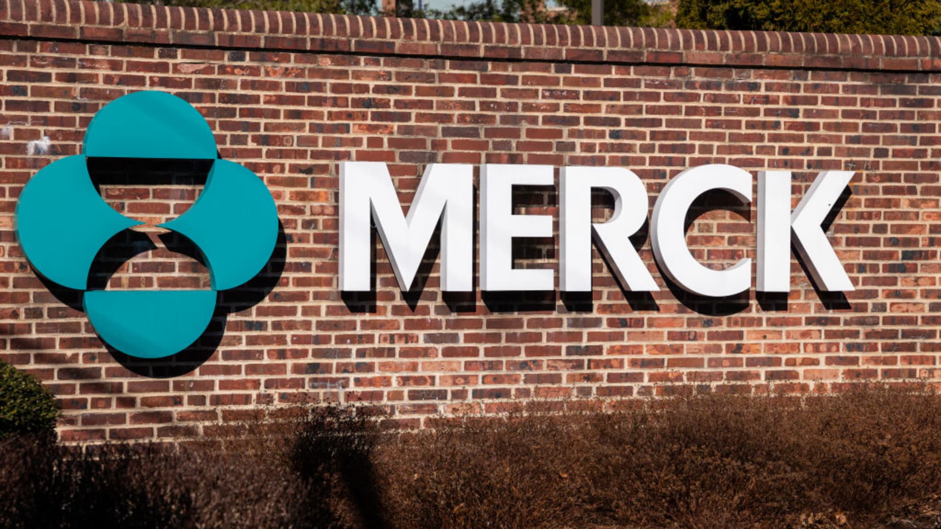 Merck branding accompanying coverage of its quarterly earnings and Keytruda sales