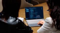 A cybersecurity analyst monitoring digital threat alerts and server code on multiple computer screens