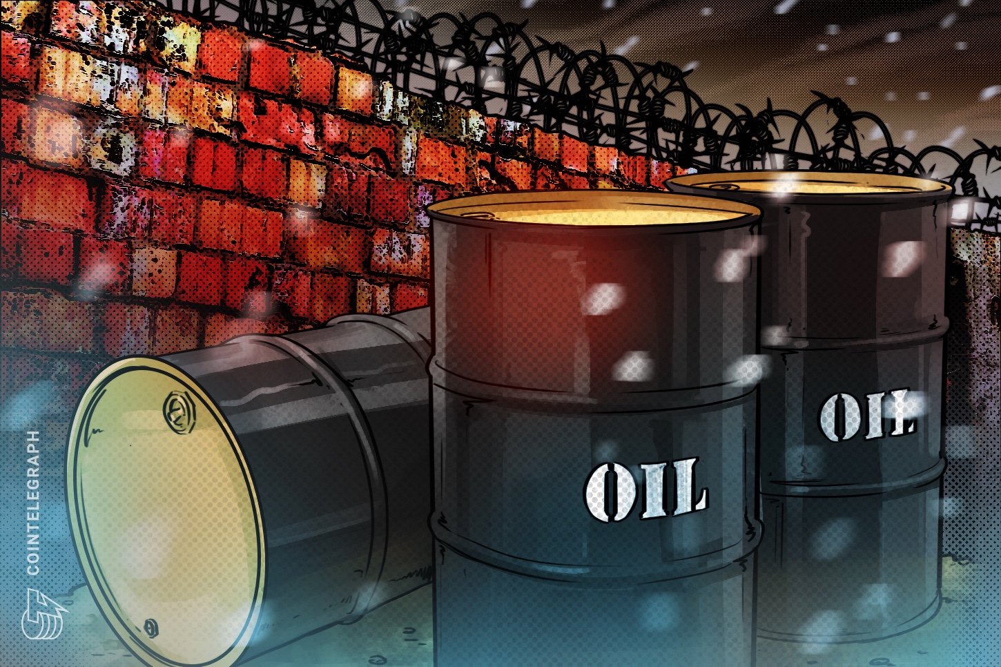 A financial chart displaying Bitcoin price movements alongside energy market commodities data.