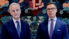 Finnish President Alexander Stubb and Norwegian Prime Minister Jonas Gahr Støre pictured at the Oslo talks ahead of their joint phone call with Vladimir Putin
