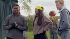 Contestants competing in the field of screams challenge on Celebrity Traitors on BBC One