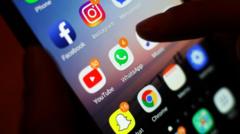 Social media application icons displayed on a smartphone screen