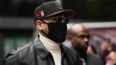 Chris Brown arriving at Southwark Crown Court for sentencing over the London nightclub attack
