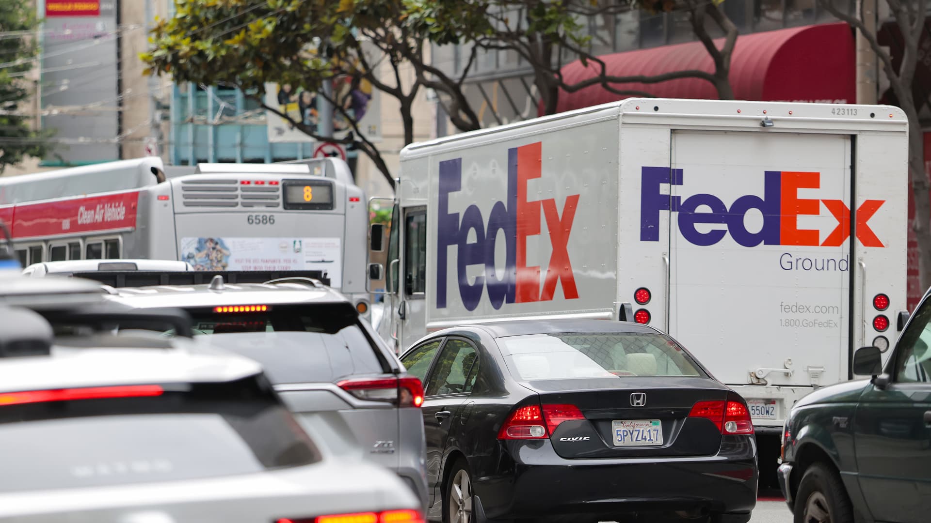 FedEx delivery vehicles and packages