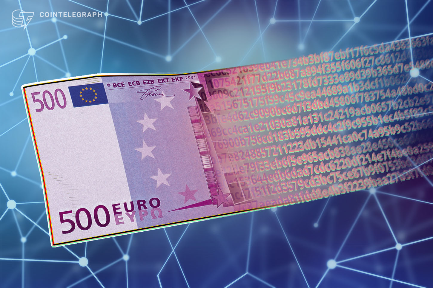 USDC and USDT symbols alongside the euro symbol, illustrating competition in European stablecoin trading
