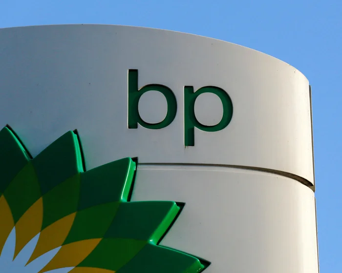 A BP corporate logo displayed outside an energy facility.