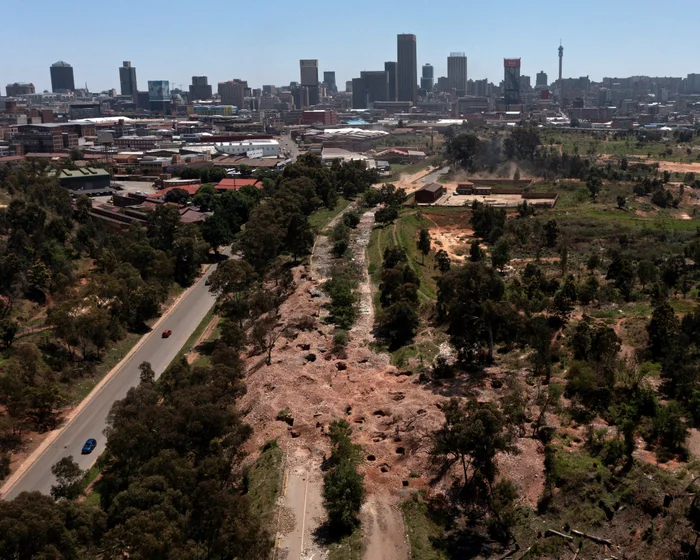 An abandoned mining area near Johannesburg where informal gold mining activity takes place