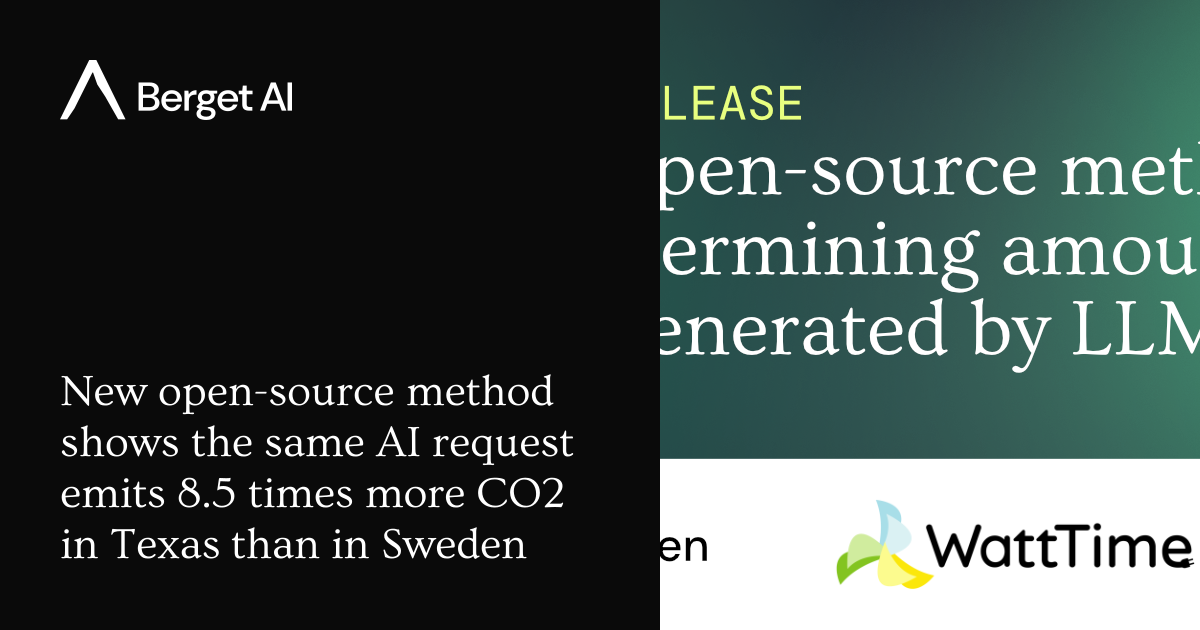 Berget AI announcement graphic featuring Klimatkollen, WattTime and Stockholm Environment Institute logos