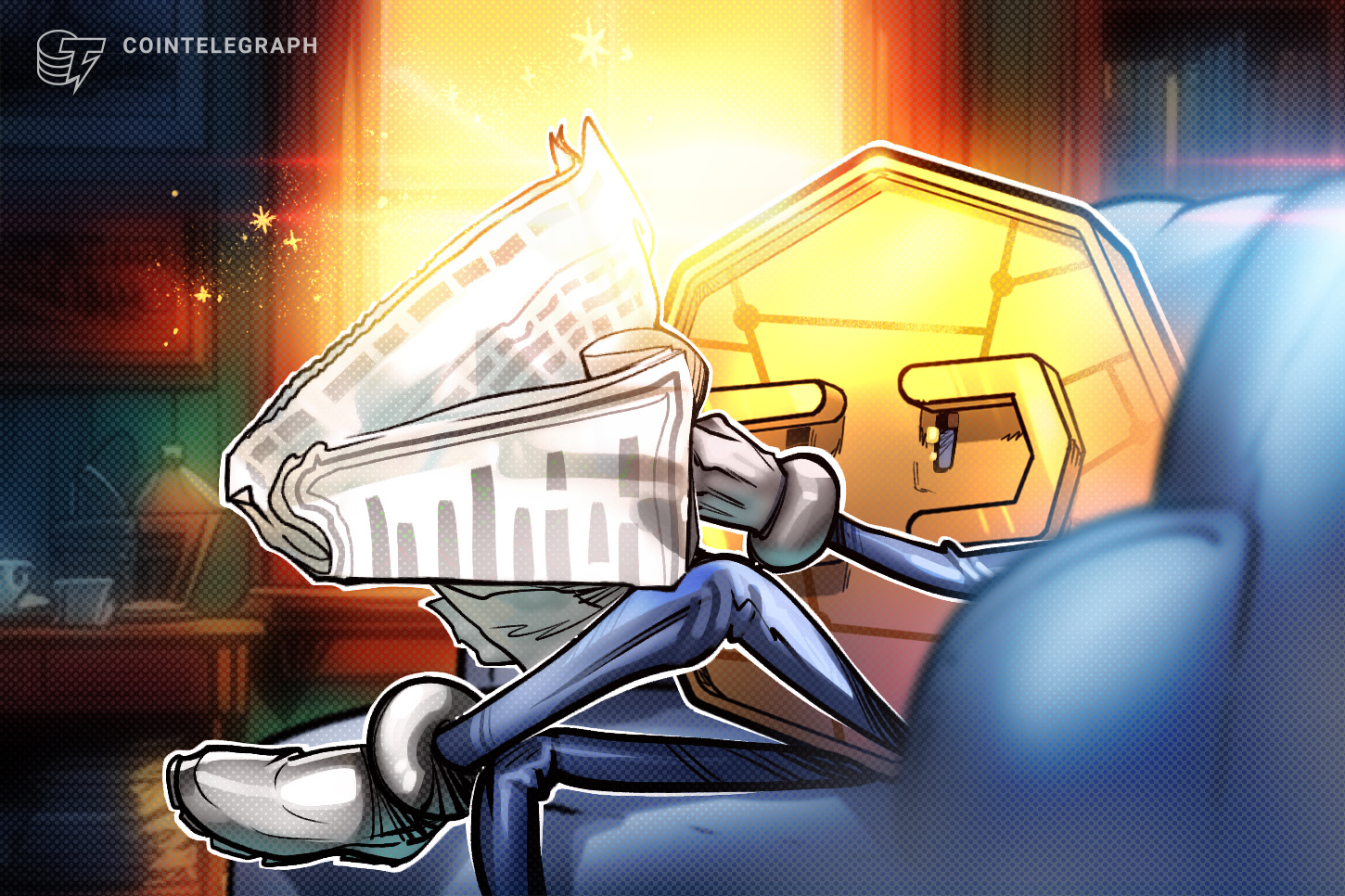 Digital cryptocurrency trading charts displaying market trends alongside blockchain network visualisations