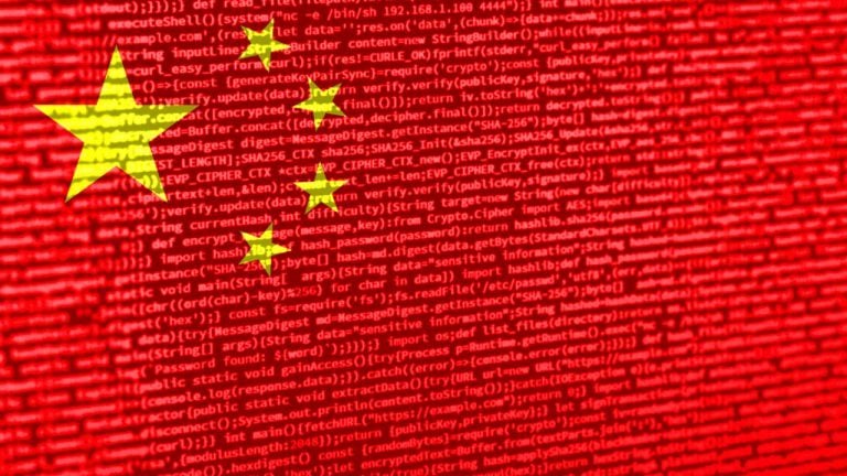 Digital graphic representation of interconnected blockchain network infrastructure nodes in China