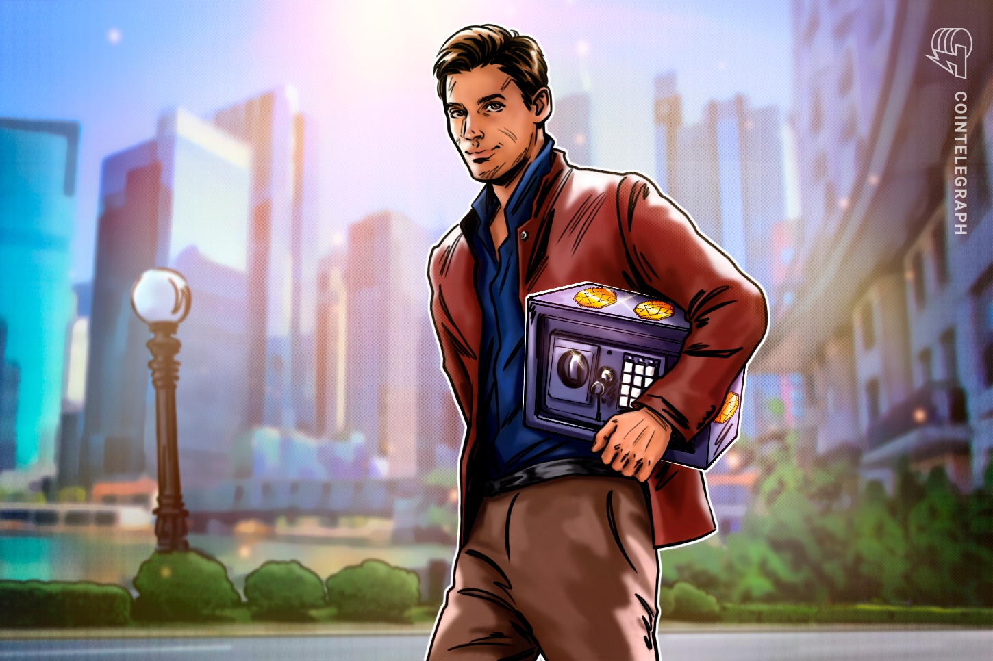A digital cryptocurrency hardware wallet displaying cryptographic keys alongside technical interface diagrams.