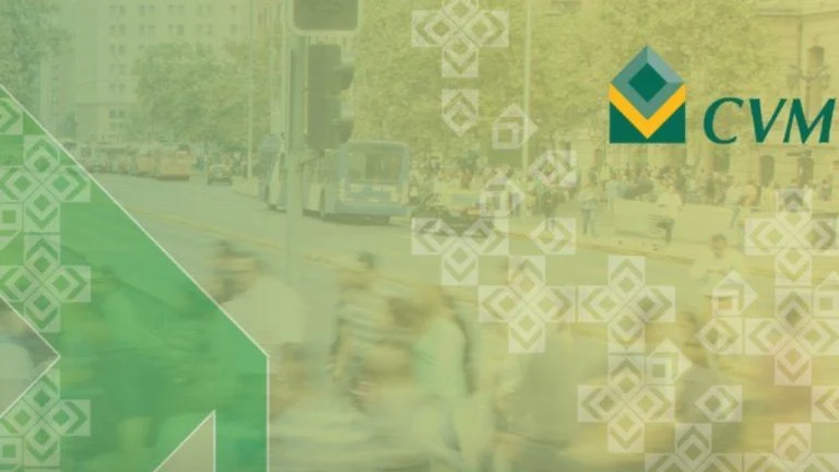 Digital representation of blockchain infrastructure overlaid on Brazil's financial market skyline, symbolizing CVM's mandatory tokenization push