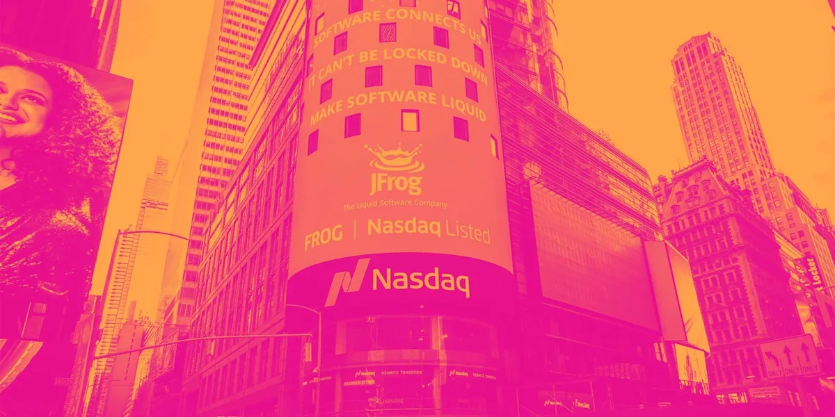 A stock market trading terminal displaying rising charts and financial performance indicators for software companies