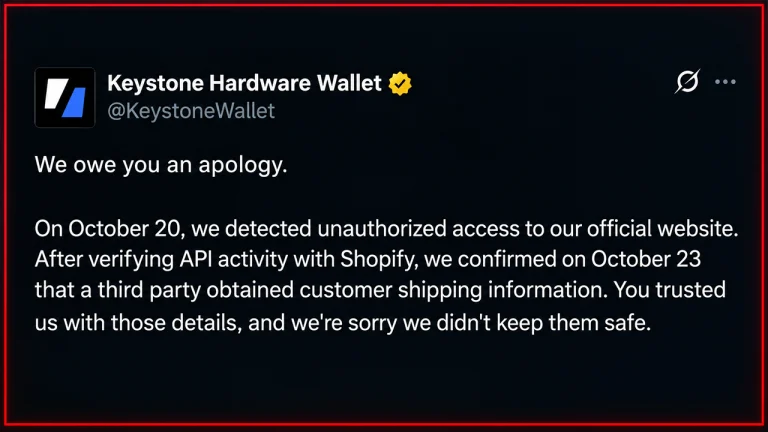 Illustration of hardware-wallet customer data exposure and phishing risks