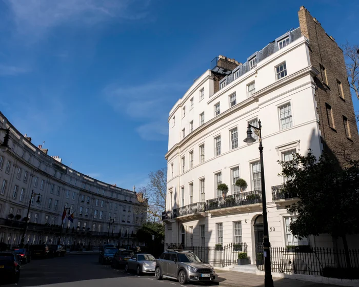 Stately residential townhouses in a prime central London neighbourhood
