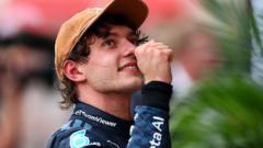 Kimi Antonelli celebrates his United States Grand Prix victory
