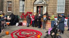 Bute House in Edinburgh, the official residence of the first minister, during an environmental demonstration.