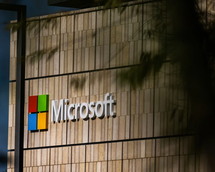 Microsoft logo on an office building