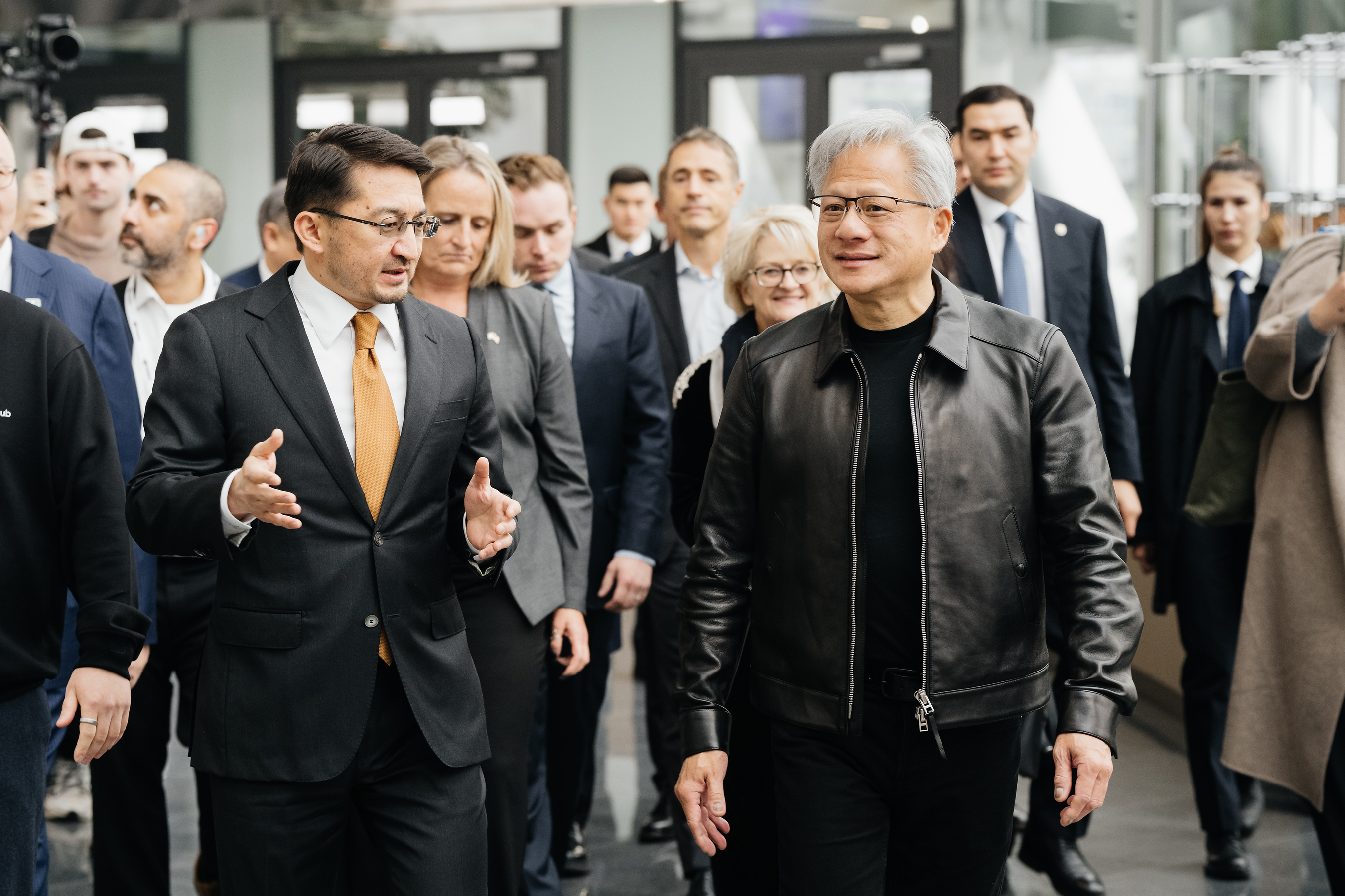 Nvidia CEO Jensen Huang during a technology event highlighting artificial intelligence computing advancements.