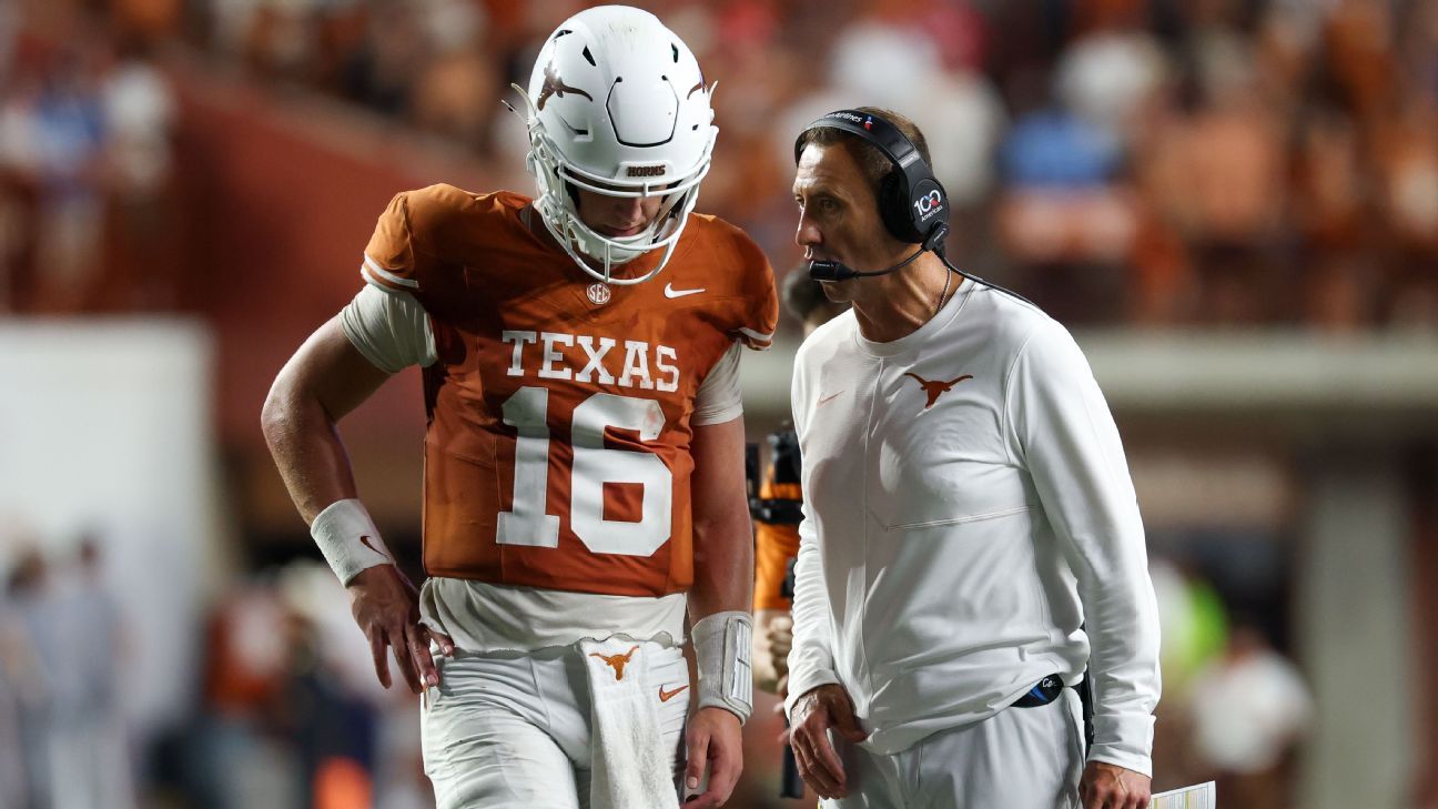 University of Texas Athletic Director Chris Del Conte speaking at an athletic department press event.