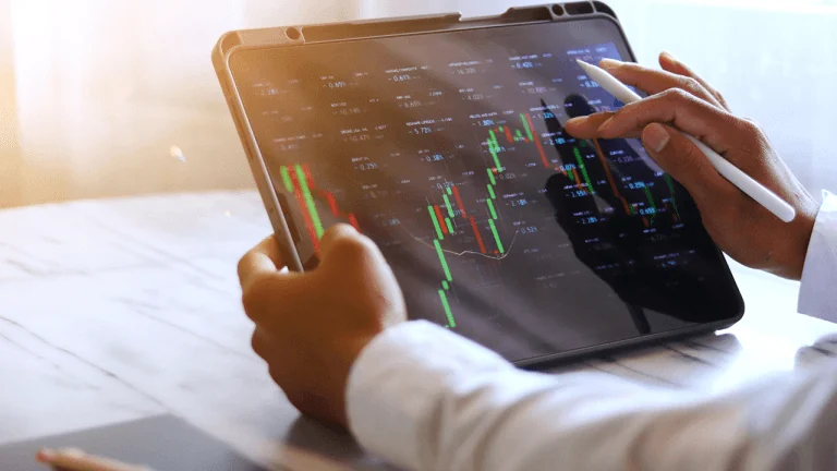 Illustration of tokenized U.S. stocks connected to a blockchain network