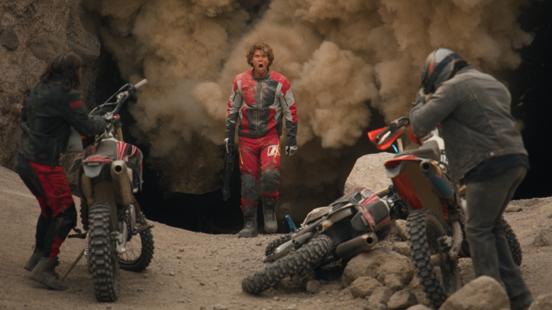 A scene from the independent motorcycle action film Whiskey Throttle premiering at the FilmQuest festival in Provo, Utah.