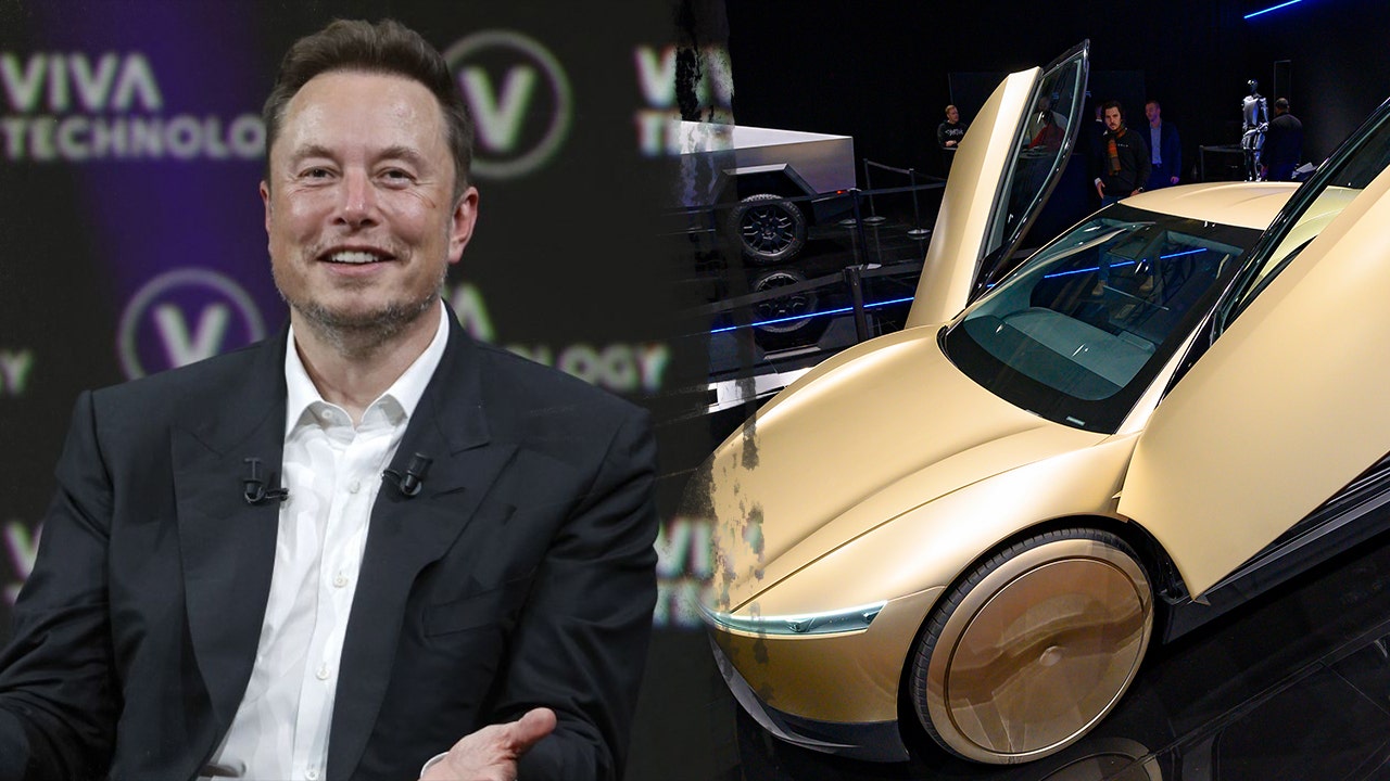 Tesla Cybercab autonomous vehicle on display