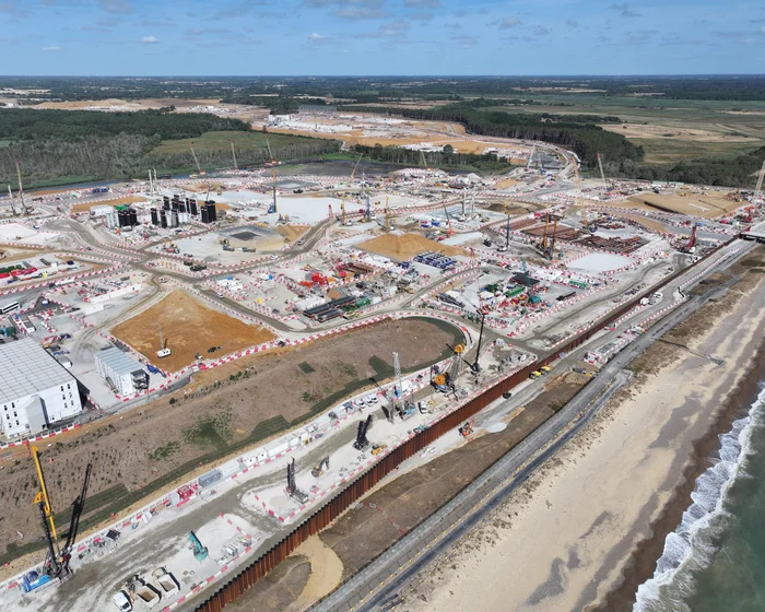 Construction site at the Sizewell C nuclear power project in Suffolk